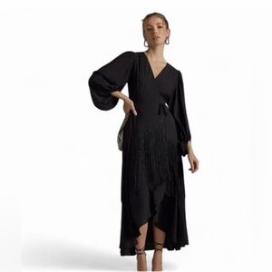 Anthropology Hutch True Wrap Fringe Maxi  Dress! Size S MSRP $220